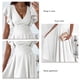 thumbnail image 4 of Vestido corto de manga con volantes para mujer, vestido midi elegante y elegante de Color puro con cuello en V y cintura recogida para el trabajo, 4 of 5