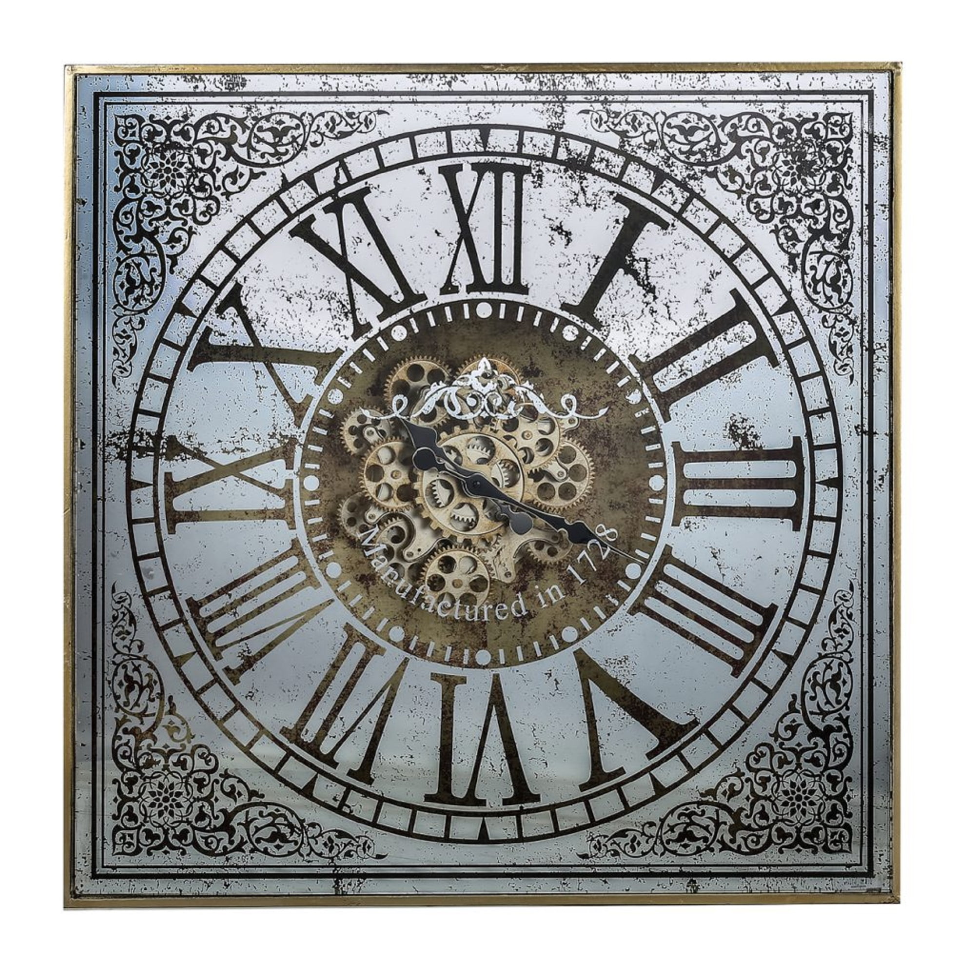 CC Home Furnishings 32" Silver and Gold Antique Square Roman Numeral