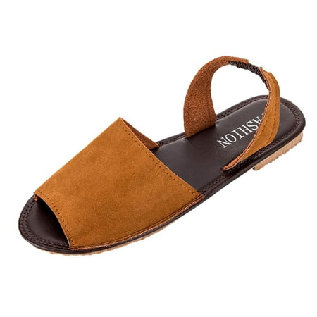 

Sandals Women Dressy Summer Flat Fish Mouth Espadrilles Chunky Holiday Sandal Brown 42