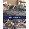 thumbnail image 6 of Anjee Faux Fur Shaggy Throw Blanket 50" x 60", Soft Reversible Fluffy Blanket for All Season, Plush Long Hair Throw for Sofa Bedroom Women Men, Gray, 6 of 9