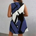 thumbnail image 5 of qolati Plus Size Dresses for Women 2025 Summer Casual Loose V Neck Mini Sundress Fashion Geometric Printed Beach Cover Ups Tank Dress, 5 of 9