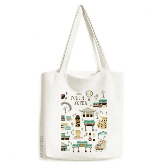 Korea Most Famous Landmarks Tote Canvas Bag Shopping Satchel Casual Handbag