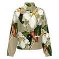 thumbnail image 5 of Jackets for Women Winter Coat Jackets Flannel Stand Collar Jacket(Vintage White Magnolia Pattern on Khaki Background,Size:S-4XL), 5 of 7
