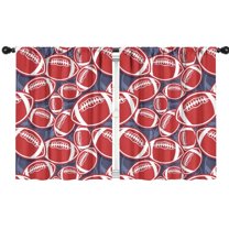 Blackout Kids Curtains,Red Footballs on Blue Pattern Childrens Insulated Curtains Set Of 2,Bedroom Essentials,Toddler Room Decor 42"x54"