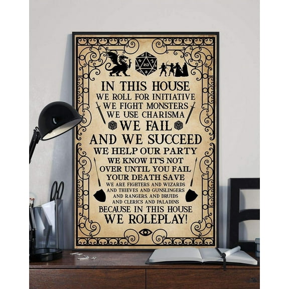 In This House We Roll For Satin Poster Wall Art Decor 11 x 17 Inch Poster