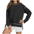 thumbnail image 2 of Abomasnow Womens Casual Crewneck Sweatshirts Long Sleeve Oversized Trendy Contrast Stitching Hoodies Fall Pullover Tops, 2 of 9