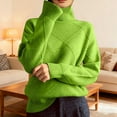 thumbnail image 2 of Luwomo Women's Turtleneck Argyle Knitted Sweaters Oversized Pullover Tops Trendy Fall Winter Outfit 2025,Green,L, 2 of 4