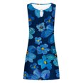 thumbnail image 4 of Robes Robe d'Été Femmes Décontractée Été en Vrac Imprimé Floral Débardeur Robe Creuse Plage Robe Sans Manches Bleu Foncé XXL, 4 of 5