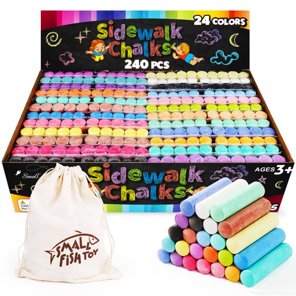 Tiza para acera con forma de pez pequeño, 240 unidades, lavable para niños de más de 3 años