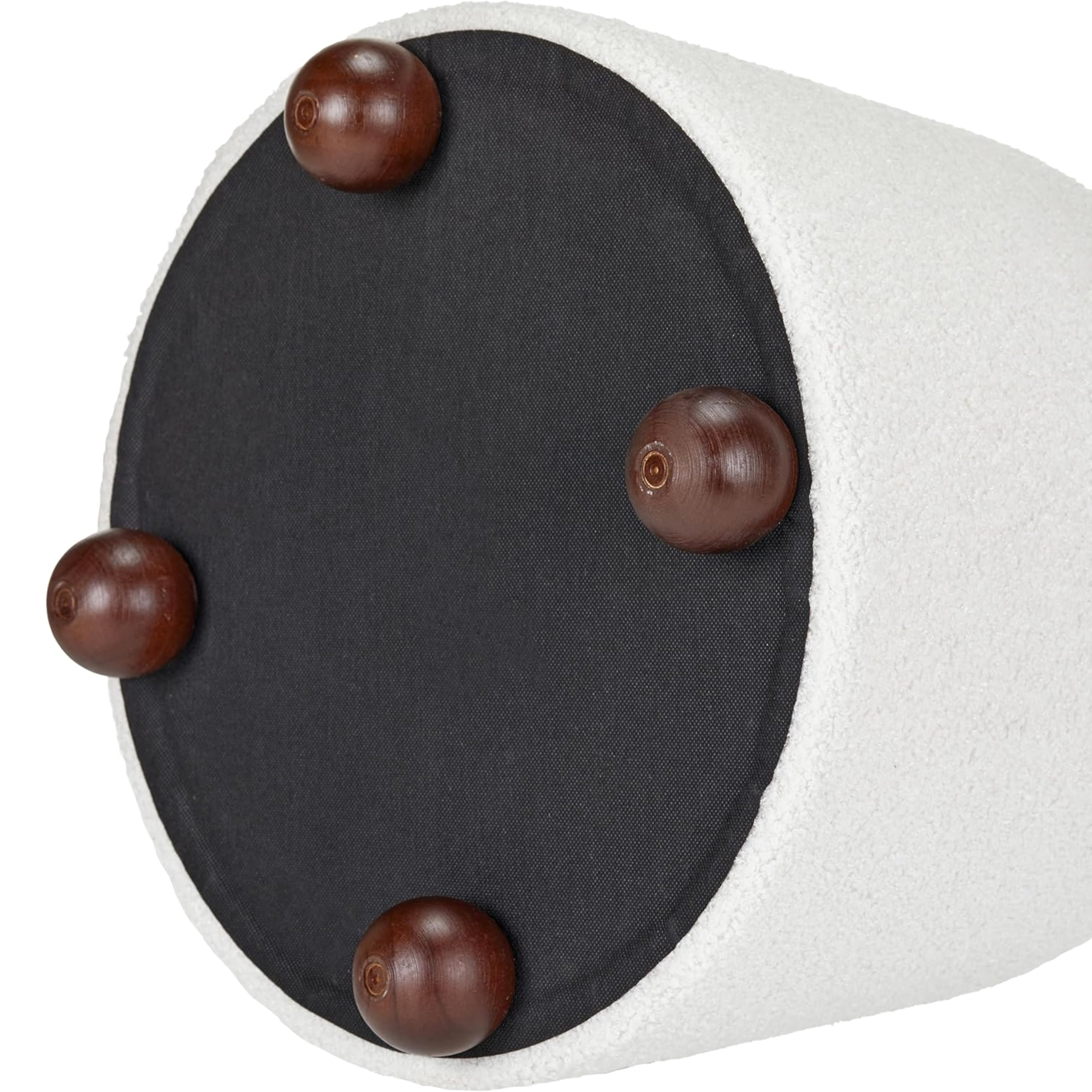 Aria Home Modern Fabric Mushroom Storage Ottoman Footrest Accent Seat Living Room, Cream