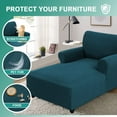 thumbnail image 4 of Chaise Lounge Cover - Stretch Jacquard Slipcover for Double Arm Chaises, Breathable Lattice Pattern Furniture Protector, Machine Washable Sofa Cover for Living Room/Bedroom (Teal), 4 of 7