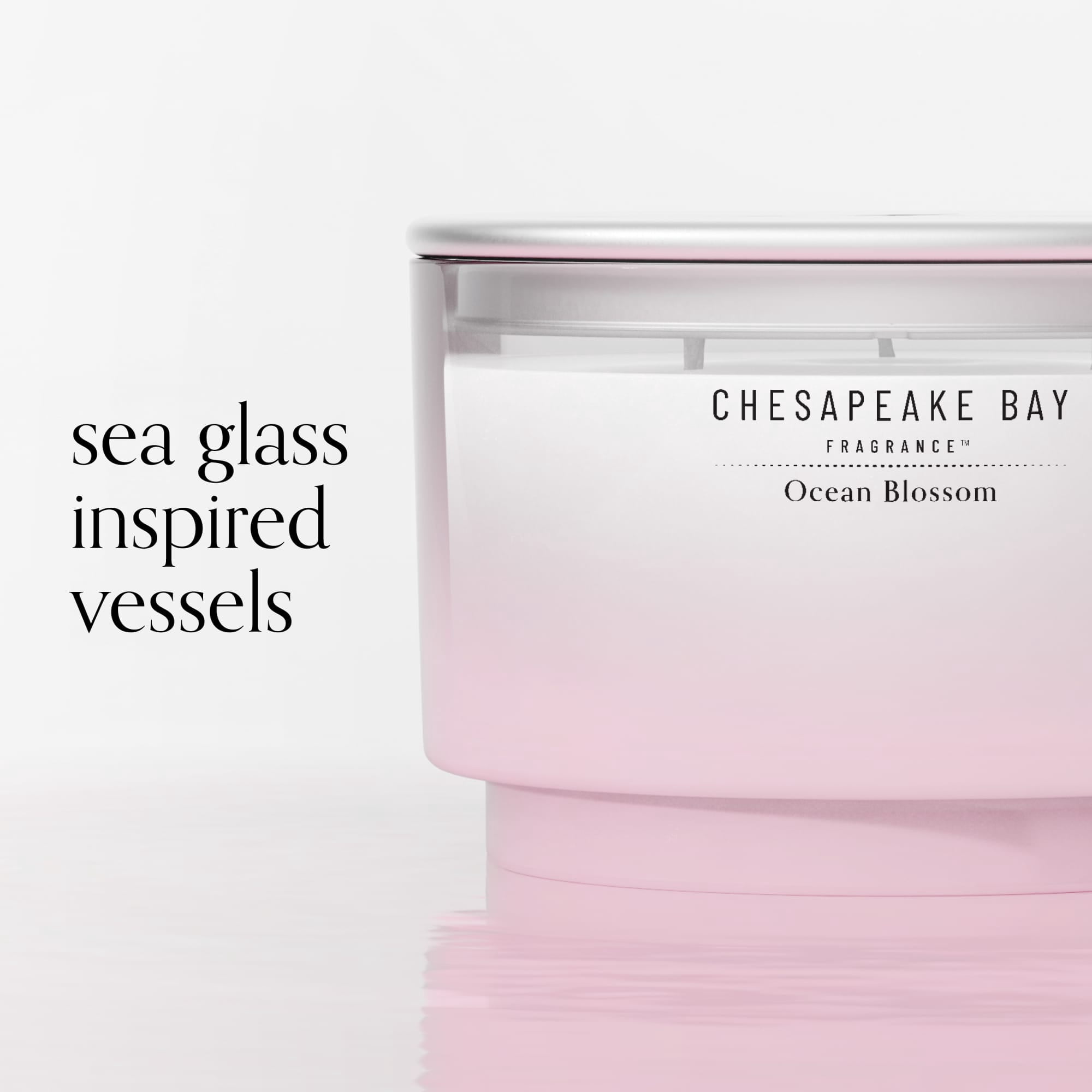 Chesapeake Bay Candle 14.5oz | Ocean Blossom Scent |Exclusive Mood Evoking Fragrance |Sea Glass-Inspired Jar | Premium Soy Blend Wax with Essential Oils | Coastal Fragrance for Home Décor or Gifting