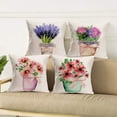 thumbnail image 4 of Couch Throw Pillow Cover Lavender Hyacinth&nbsp;Spring Flower Decorative Throw Pillow Covers Pillow Cases Cushion Case&nbsp;Burlap Toss Outdoor Throw Pillow Covers Set of 4 (Pretty Hua Set, 16"X16"), 4 of 6