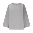thumbnail image 4 of Puntoco Short Tops Blouses for women Clearance Women's Casual Short Sleeve Solid Ladies Round Neck Top Blouse Gray L(L), 4 of 5