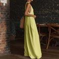 thumbnail image 5 of JULMCOMO Linen Jumpsuits for Women Lace Trim Halter Deep V Neck Summer Jumpsuits Sleeveless Wide Leg Elegant Comfy Loose Fit Rompers Light Green S, 5 of 5