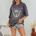 thumbnail image 2 of Womens Summer Tops Oversized Vintage Sun and Moon Graphic Tee Casual Short Sleeve Gray T Shirts for Women Dark Gray L, 2 of 4