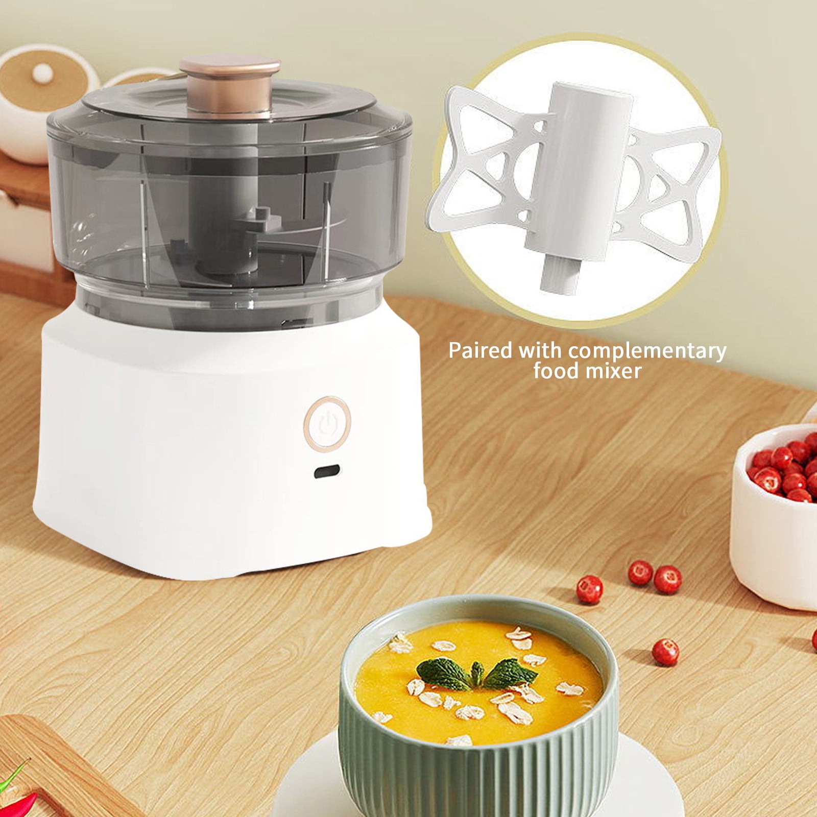 Lksixu Electric Garlic Chopper, Portable Mini Food Processor, Wireless Vegetable Masher With USB Charging, Garlic Masher Mincer For Onions Meat Spices 350ML ( 4.02x4.02x5.31in )