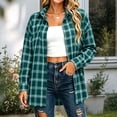 thumbnail image 2 of Tqcoqu Women's Plaid Flannel Shirt Jacket,Collared Long Sleeve Button Down Oversized Casual Checkered Shacket Tops For Fall,Mint Green Women's S-XXL, 2 of 8