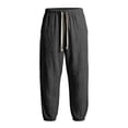 thumbnail image 6 of Mens Casual Big and Tall Cotton Linen Harem Pants Baggy Elastic Drawstring Waist Beach Yoga Boho Pant Size S-3XL Black, 6 of 7