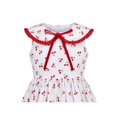 thumbnail image 4 of Robe Fille Vintage Velours Nœud Papillon Col Rond Coton Cerise Sans Manches 5 Ans, 4 of 6
