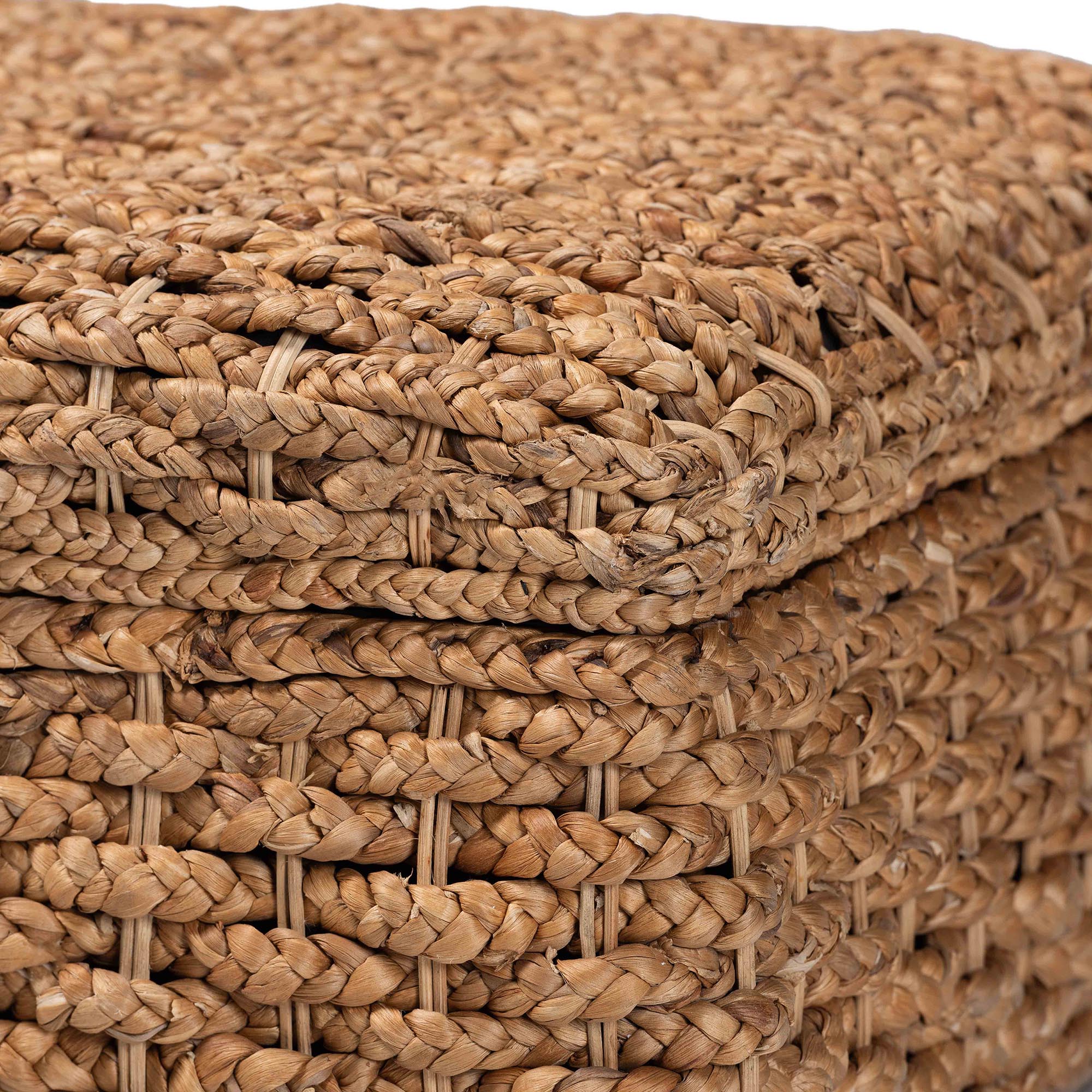 bali & pari Bailey Boho Storage Ottoman, 30"W, Square, Natural Brown