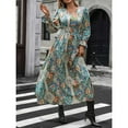 thumbnail image 5 of ZOELNIC Women's Fall Long Sleeve Maxi Dress Boho Floral Print V Neck Empire Waist A Line Flowy Dresses, L, 5 of 14
