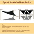 thumbnail image 5 of NAWAY Triangle Custom Sun Shade Sail 9'X12'X15' Permeable Canopy Sand for Patio Garden Yard Deck Pergola,Black, 5 of 7