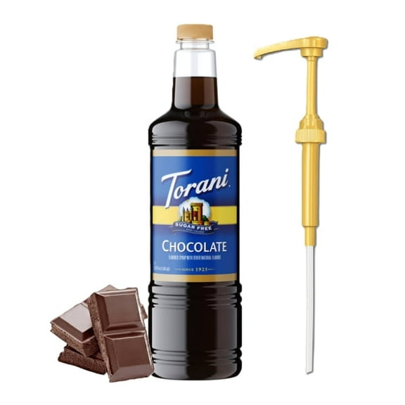Torani Sugar Free Chocolate Flavouring Syrup, 1 Liter Plastic Bottle with Absol Gold Pump