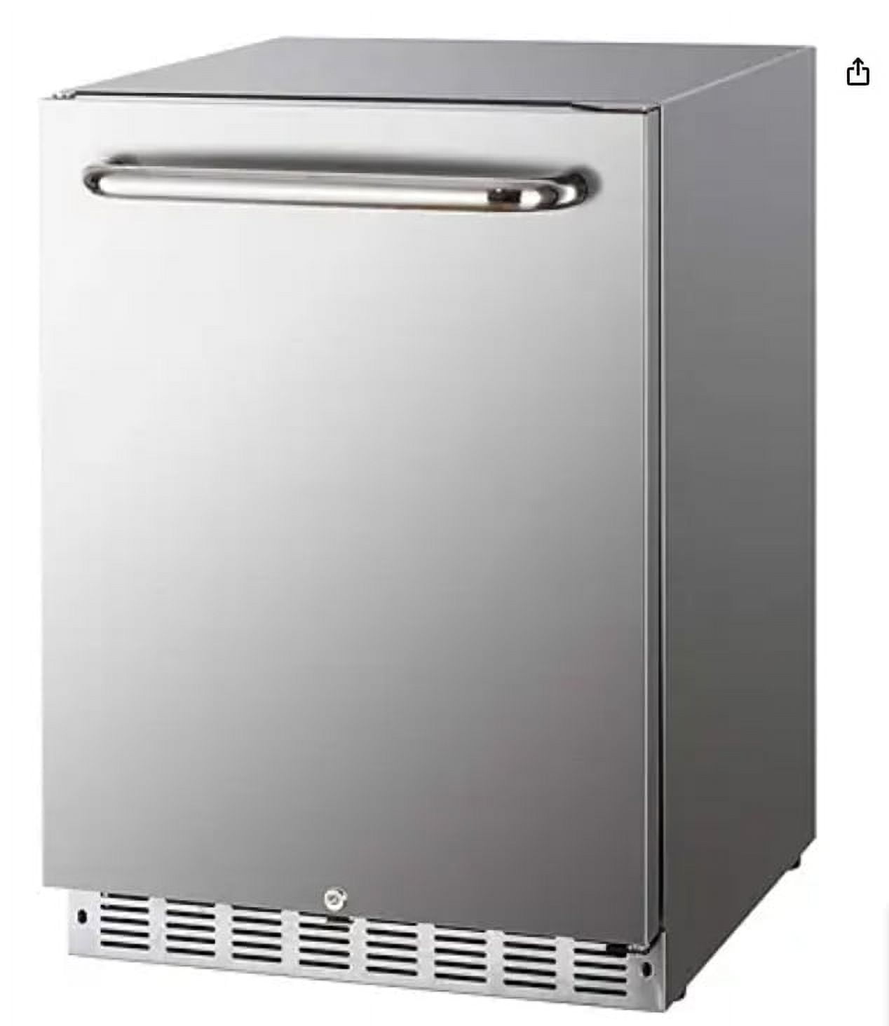 Beverage Refrigerator 15 Inch, Weather Proof Stainless Steel Beverage Fridge for Outdoor Kitchen and Patio, Indoor/Outdoor Beverage Cooler for 110 Cans, Built-in/Freestanding