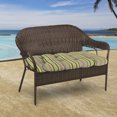 thumbnail image 3 of Jordan Manufacturing 44" x 18" Terrace Sunrise Green Stripe Rectangular Tufted Contoured Outdoor Wicker Settee Bench Cushion, 3 of 14