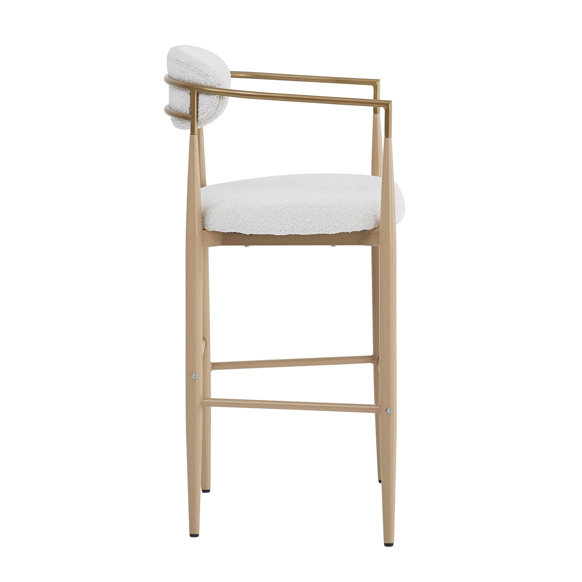 Christopher Knight Home 29.75" Modern Counter Height Bar Stools, Boucle Upholstery, Iron Frame, Sandy Beige, Set of 2
