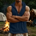 thumbnail image 5 of Guluxicc Cotton Tank Tops for Men Drawstring Hooded Solid Color Shirts Regular Fit Summer Outdoor Casual Sleeveless Tops, 5 of 9