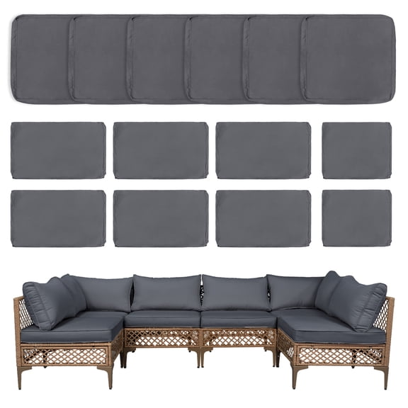 MOLIBYME 14Pcs Outdoor Cushion Covers, Patio Cushion Slipcovers Replacement with Zipper for Outdoor Furniture, Covers Only