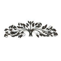 DecMode Blue Metal Leaf Wall Decor with Beaded Accents