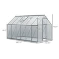 thumbnail image 3 of Homiyad 12' x 6' Aluminum Greenhouse, Polycarbonate Walk-in Garden Greenhouse Kit with Adjustable Roof Vent, Rain Gutter and Sliding Door, Silver, 3 of 8
