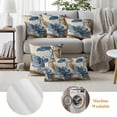 thumbnail image 6 of Blue Brown Botanical Outdoor Waterproof Pillow Covers, Flowers Vintage Summer Decorative Square Throw Pillowcase Sofa Cushion Sham for Patio/Couch/Chair, 20"x20" 2 Pack, 6 of 8