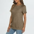 thumbnail image 6 of Diufon Sweat Tees for Women Summer Casual Solid Color Tops Round Neck Short Sleeve T-Shirts, 6 of 7