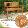 thumbnail image 5 of Costway Patio Acacia Wood Bench 2-Person Slatted Seat Backrest 800 Lbs Outdoor Natural, 5 of 8