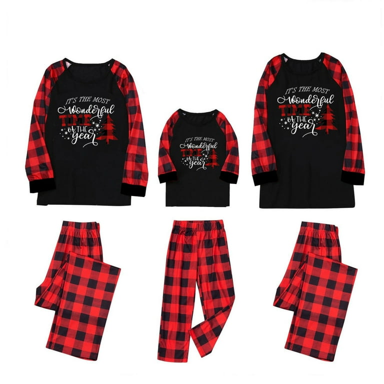 REORIAFEE Christmas Pajama Pants Family Halloween Man Dad Printed Set Xmas  Family Clothes Letter Top Pants Family Matching Women S