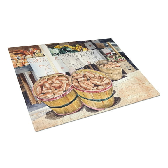 Carolines Treasures Farmers Market Glass Cutting Board Large 12H x 16W multicolor