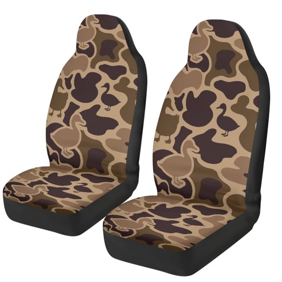 XYZCANDO Duck Camo Car Front Seat Covers 2 Pcs Anti-Slip Car Seat Cover Protector Front Seats Comfortable Protection Interior Accessories Suitable for Most Cars,SUV,Sedan