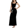 thumbnail image 3 of Lucakuins, vestido largo de cola de pez para mujer, vestido informal de fiesta de corte bajo de Color sólido para cóctel de playa, ropa de calle de verano Lucakuins moda, 3 of 7
