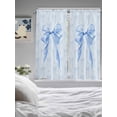 thumbnail image 3 of Cute Bow Bathroom Window Curtain, Blue Bowknot Minimalist Solid Color Light Filtering Coffee Kitchen Curtains, Bedroom Living Room Curtains 2 Panel 84"x63", 3 of 6