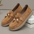 thumbnail image 6 of Domuza Women's Lace-Up Loafers Retro Round Toe Slip On Beaded Comfortable Non Slip Casual Flats Moccasins Shoes for Work Walking Coffee 6.5（EU-37）, 6 of 7