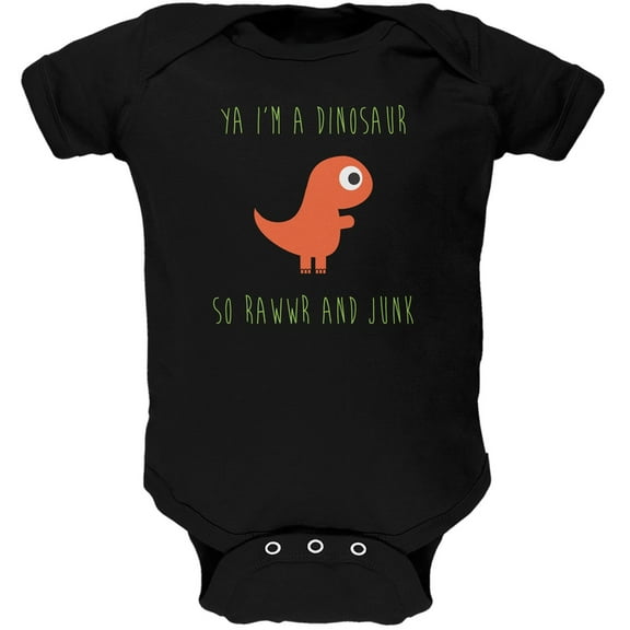 Ya I'm a Dinosaur - T-Rex Black Soft Baby One Piece - 3 month