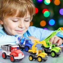 Wuztai 4-Pack Friction Powered Construction, Toy Trucks Vehicle Set for Boys, Birthday Gift Toy Cars for Kids