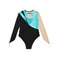 thumbnail image 6 of Alvivi Gymnastic Leotard for Girls Long Sleeve Metallic Rhinestone Ballet Dance Skating Leotard Bodysuit Turquoise 12, 6 of 7