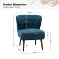 thumbnail image 7 of Modern Accent Dining Chair Wood Legs Upholstered Tufted Armless Vanity Slipper Side Chair Living Bedroom Home Kitchen Navy, 7 of 7