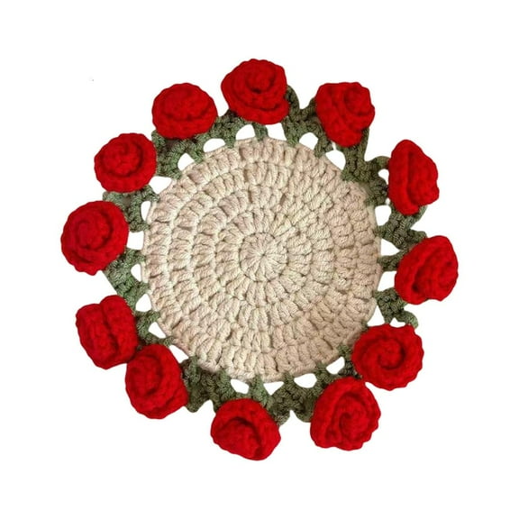 AOOOWER Crochet Kits Rose Bouquet Crochet Coasters Kits Coasters Crochet Starter Kits Flower Coasters Crochet Kits for Crafting
