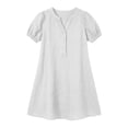thumbnail image 5 of asdoklhq Formal Dresses House Ladies Casual V-Neck Linen Pockets Dress Short Sleeve Dress White XL, 5 of 5